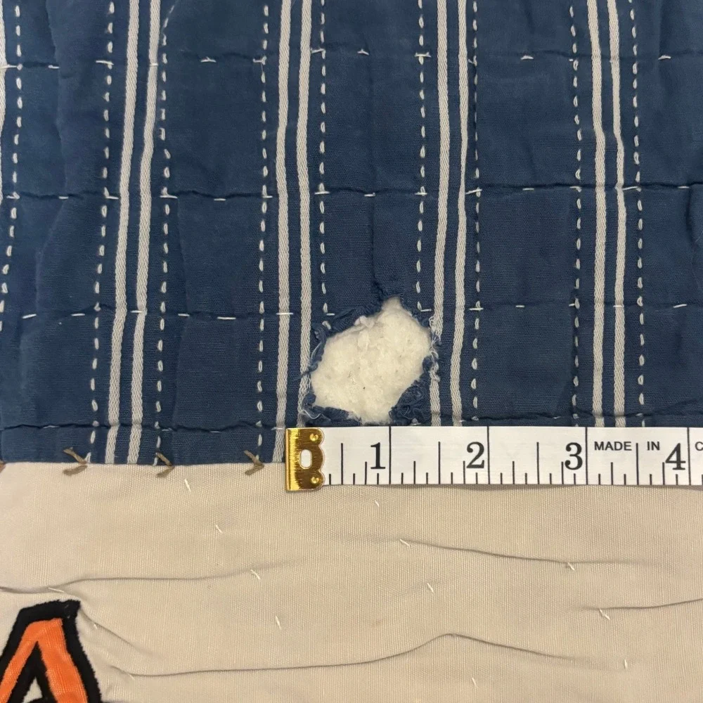 Pottery Barn Kids MLB Quilt Baseball Team Logos Striped Vintage Twin 65x81
